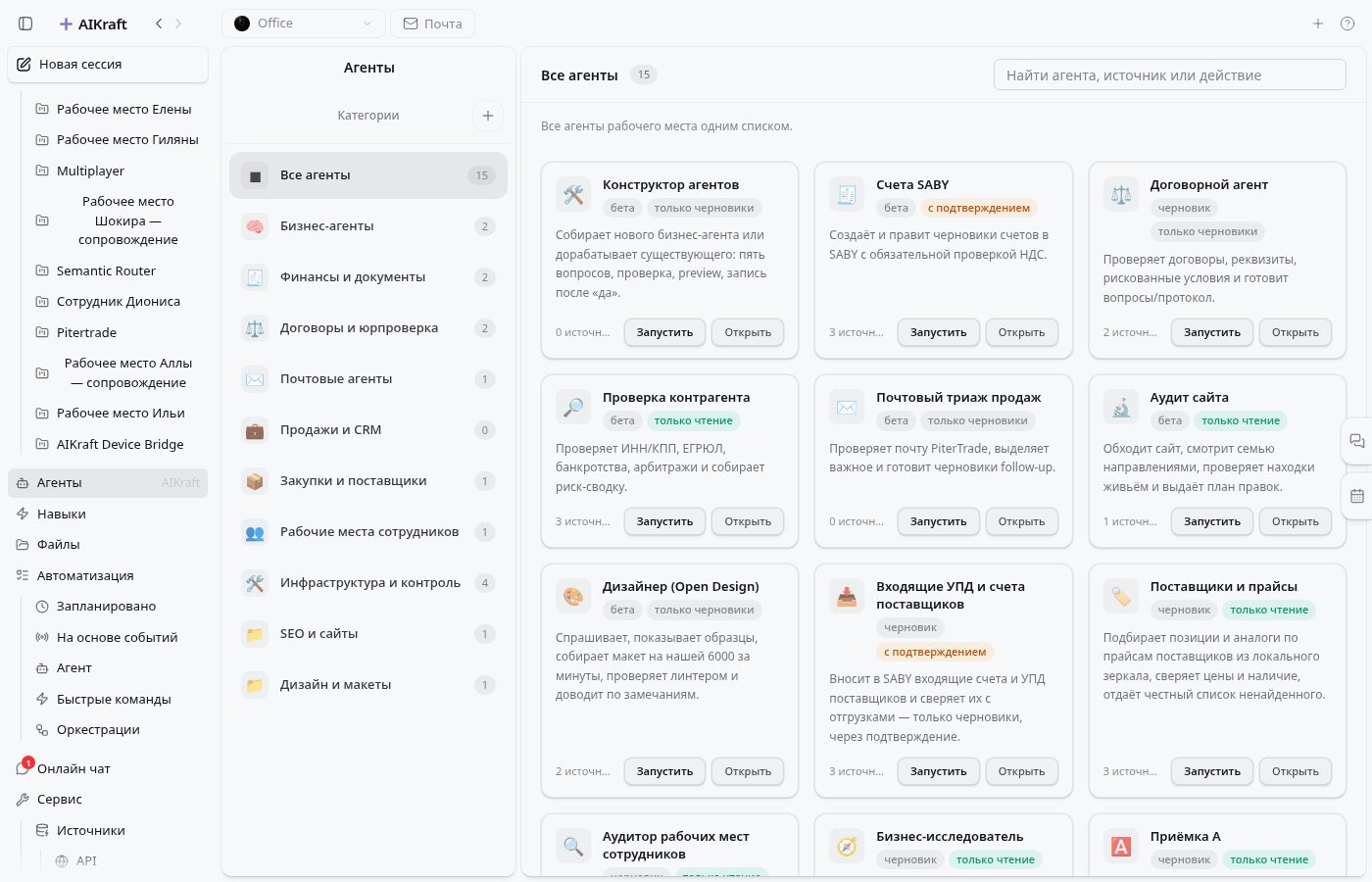 Каталог агентов