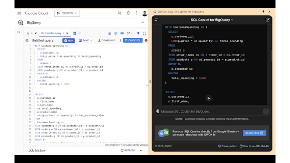 AI SQL Generator by OWOX BI - Chrome Extension