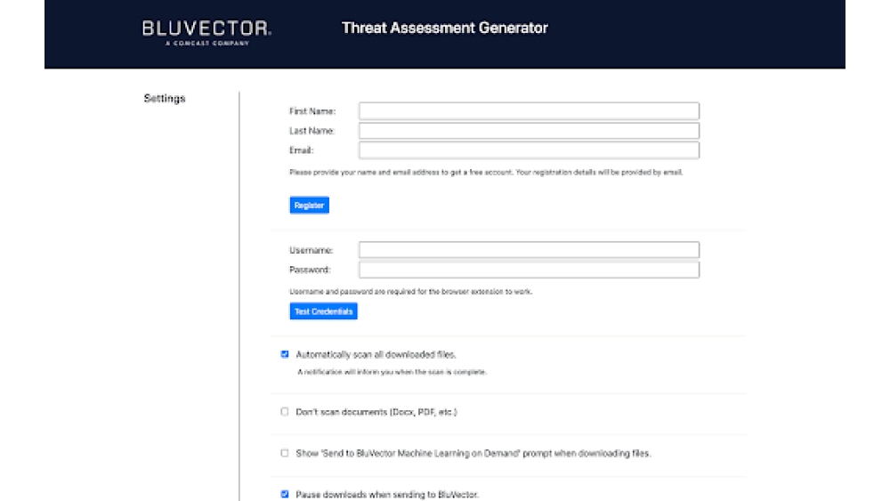 BluVector Threat Assessment Generator™ - Chrome Extension