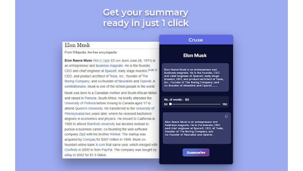 Cruxe AI Summarisation Extension - Chrome Extension