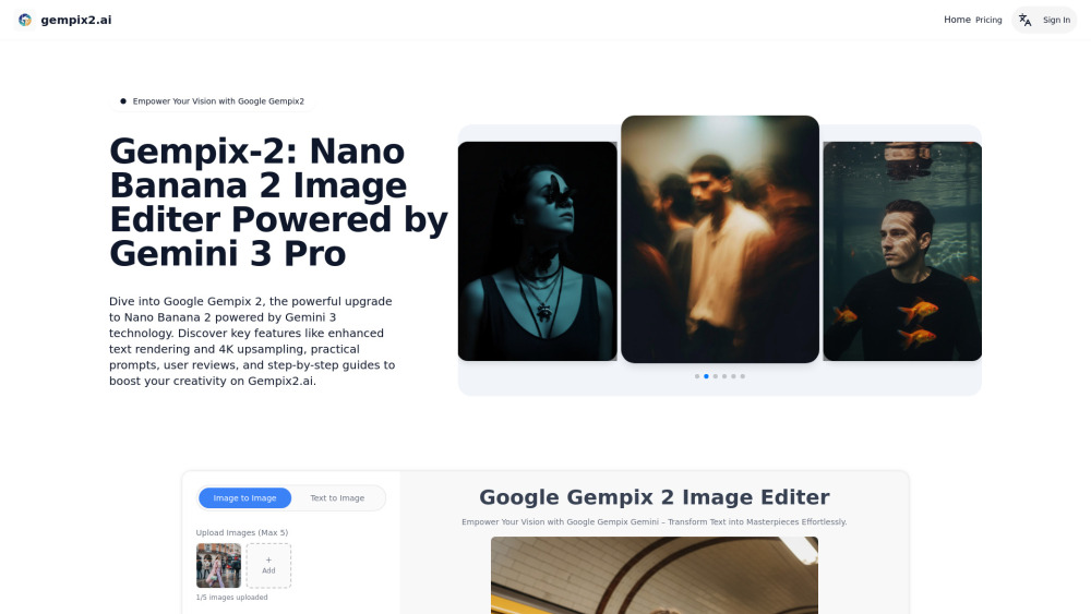 GemPix2.ai ：Free Google Gempix 2 For AI Image Generation & Photo