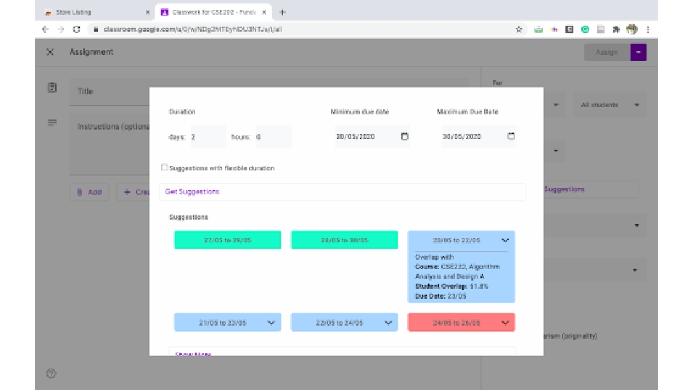 Google Classroom Assignment Scheduler Extension - Chrome Extensi