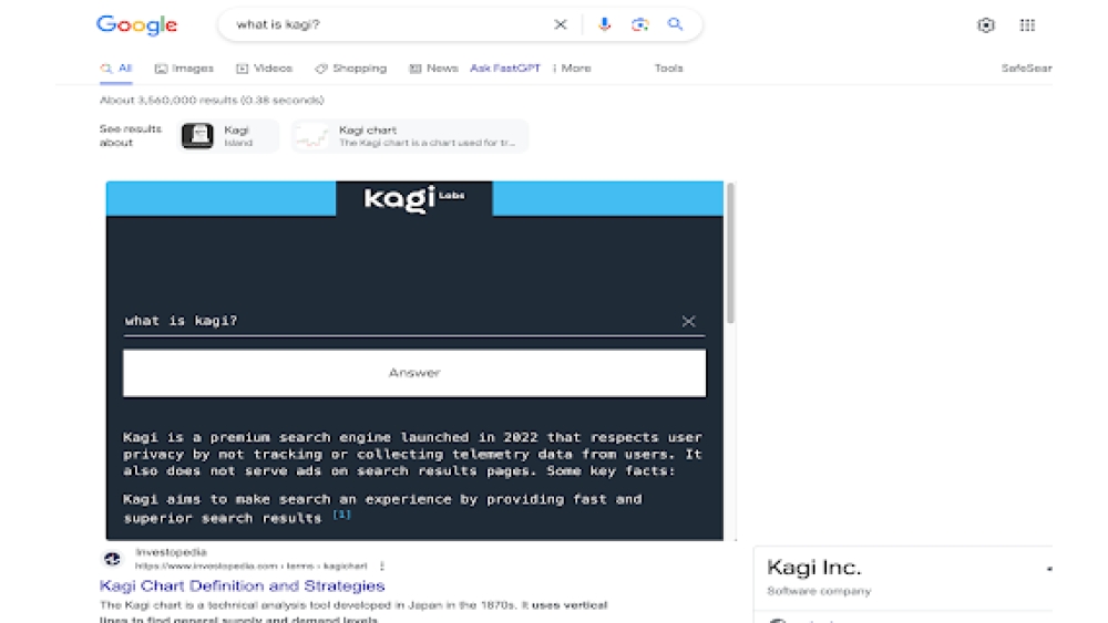 'Kagi''s FastGPT - Chrome Extension'