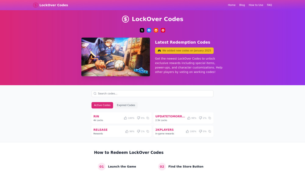 LockOver Codes