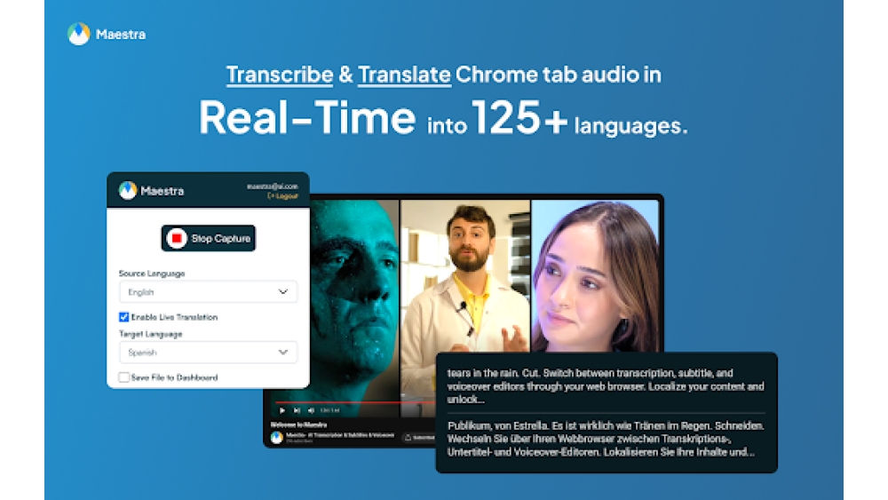 Maestra Realtime Transcription & Subtitling Extension - Chrome E