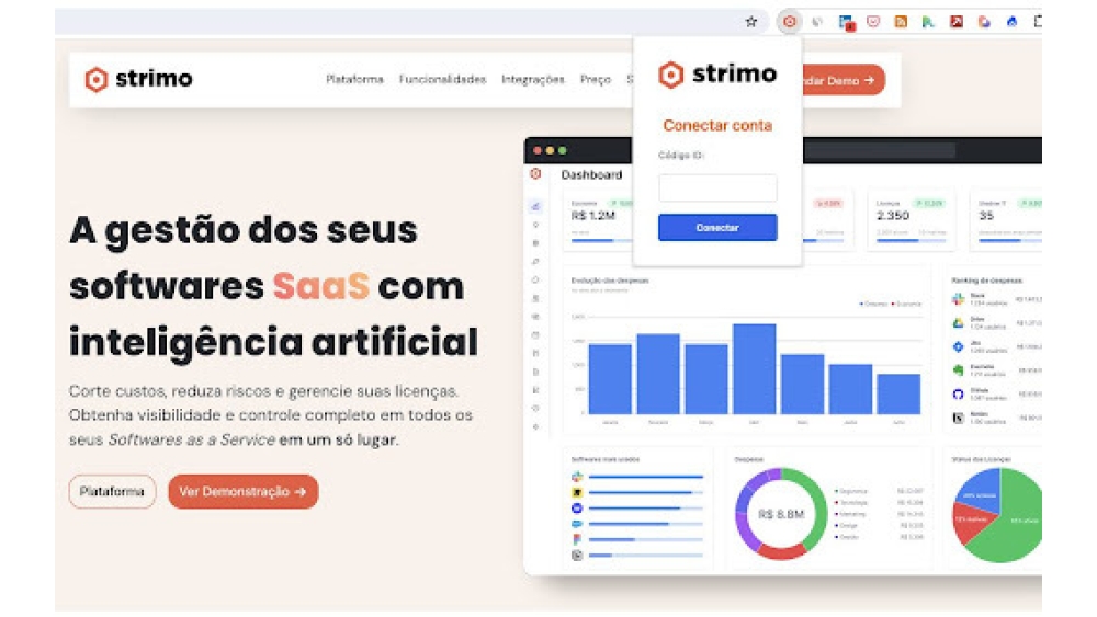 Plataforma de gestão e inteligência em softwares SaaS com inteli