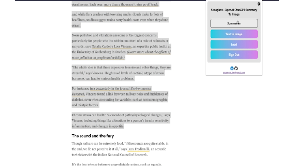 Simagizer - OpenAI ChatGPT Summary To Image - Chrome Extension