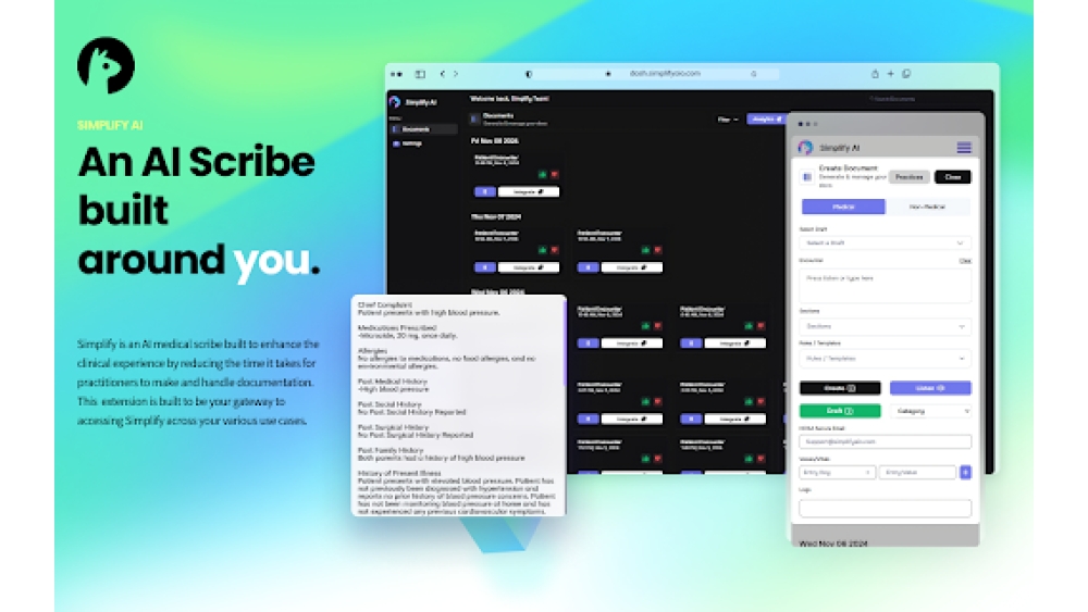 Simplify AI Medical Scribe Dashboard Extension - Chrome Extensio