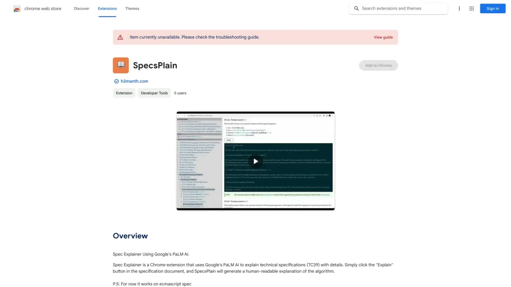 SpecsPlain - Chrome Extension