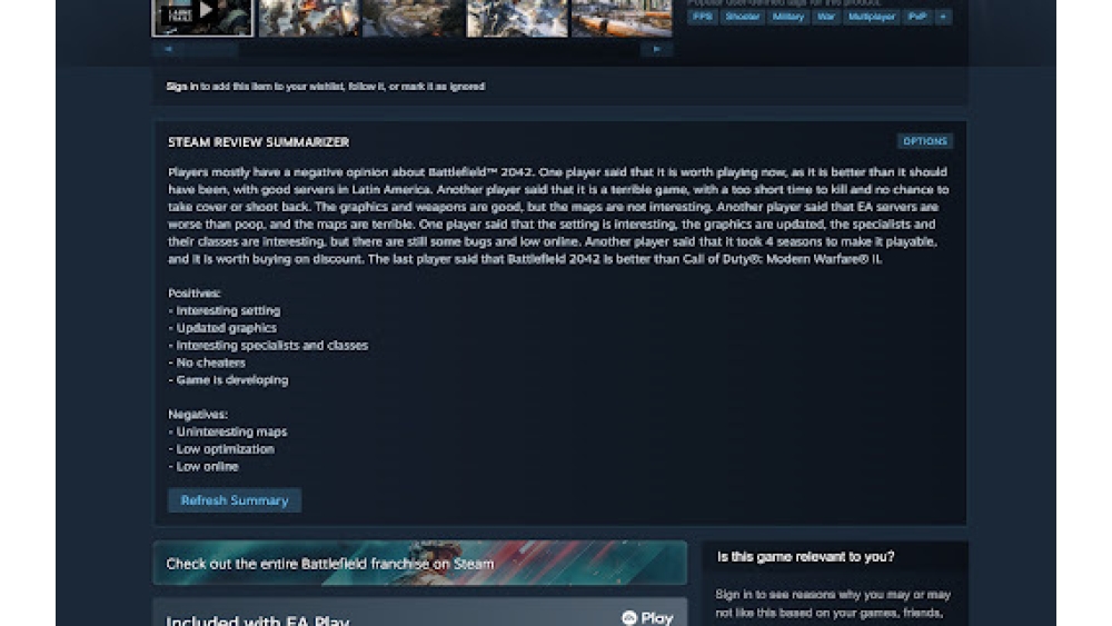 Steam Review Summarizer - Chrome Extension