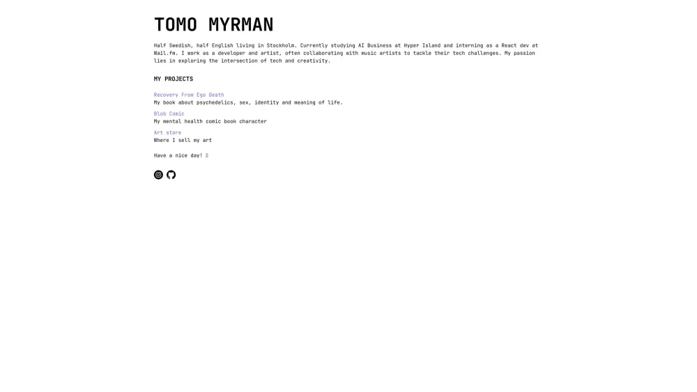 'Tomo Myrman''s Portfolio'