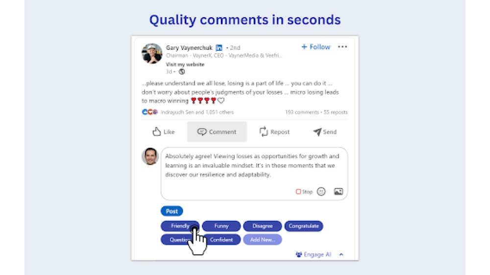 Use ChatGPT to write insightful LinkedIn ™ comments - Chrome Ext