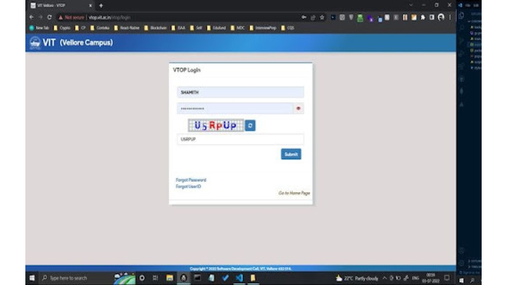 VTOP Captcha Autofill - Chrome Extension