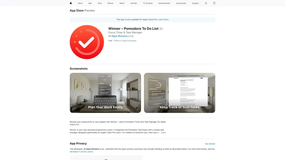 Winner – Pomodoro To Do List