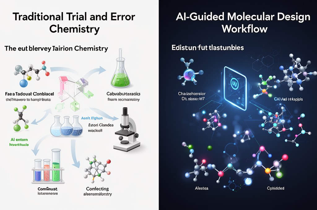 Split-screen concept of neural network architecture and handwritten chemical reaction mechanisms on 