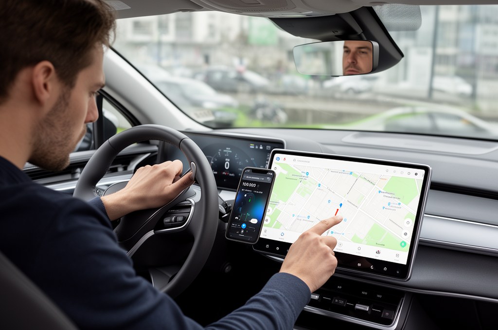 AI assistant in a car helping with navigation and tasks