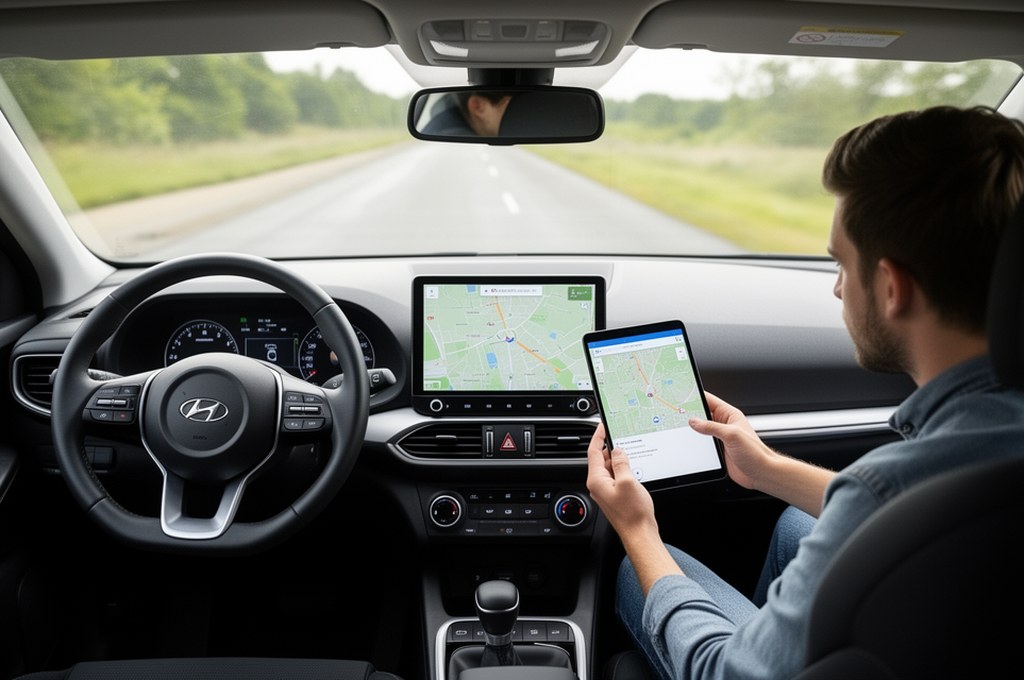 AI assistant in a car helping with navigation and tasks