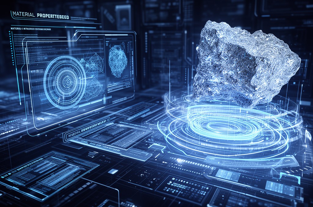futuristic AI interface analyzing material properties