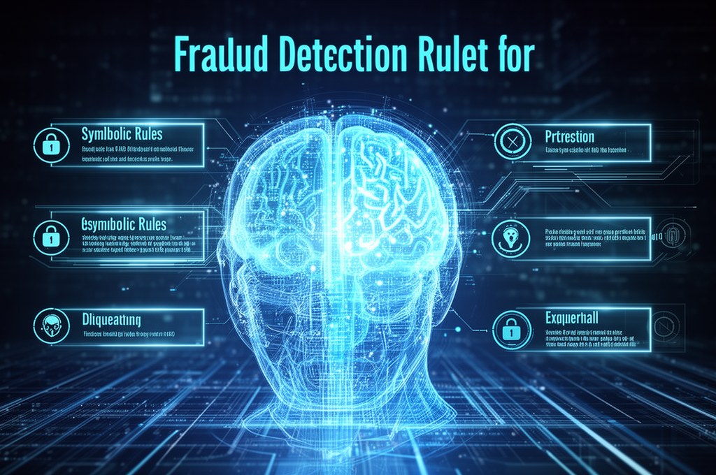 futuristic concept of AI with symbolic rules for fraud detection