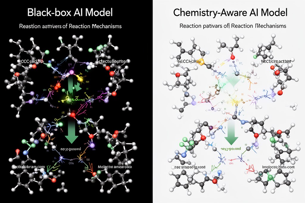 Comparison between a black-box AI model and a chemistry-aware AI model reasoning through molecular r
