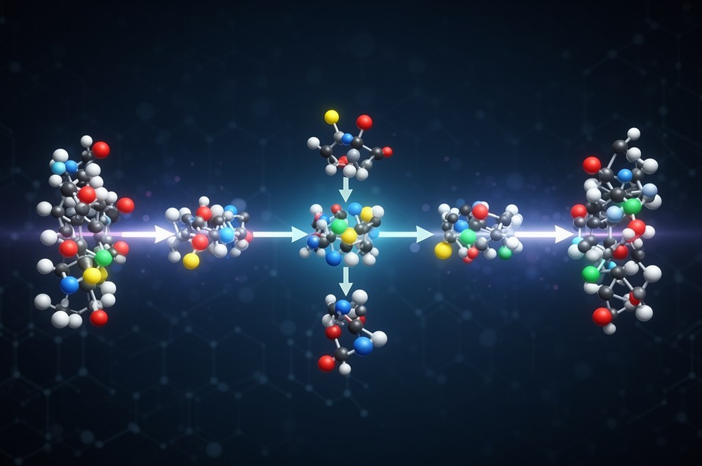 Generative AI predicting chemical reaction pathways with atoms conserved across intermediate steps, 