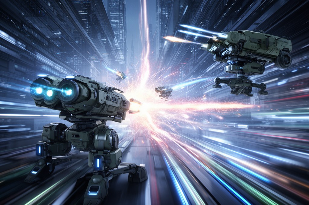 futuristic AI defense systems in action
