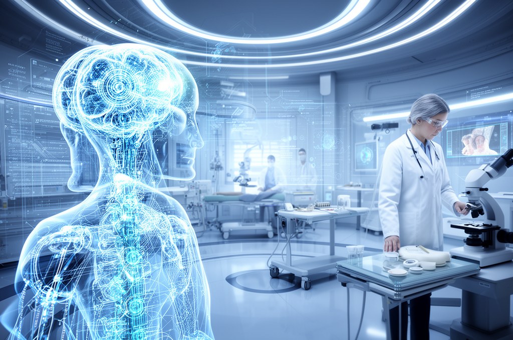 futuristic clinic with AI technology