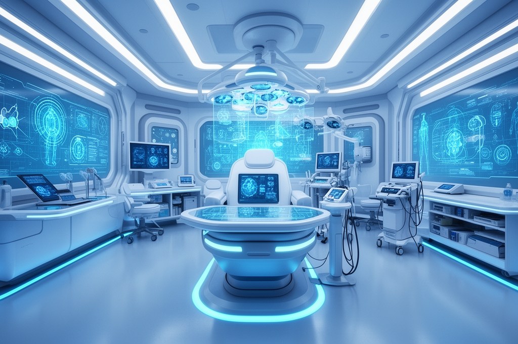 futuristic clinic with AI technology