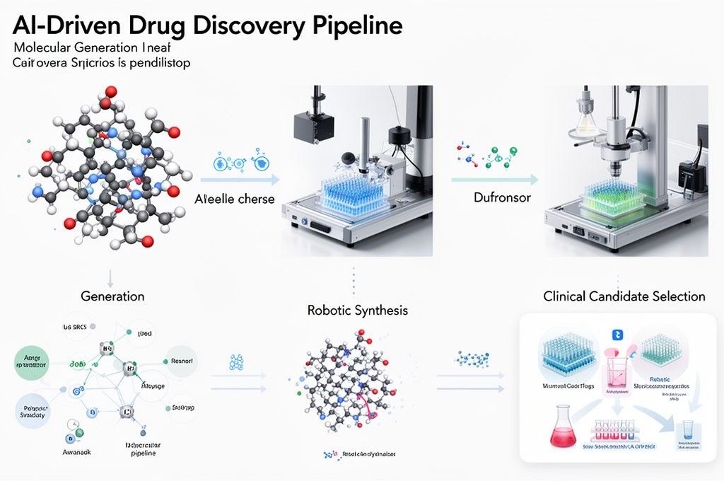AI-driven drug discovery pipeline, from molecular generation to robotic synthesis and clinical candi