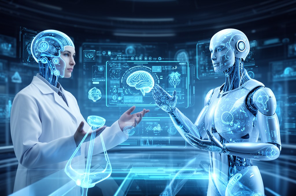 Futuristic medical AI collaboration concept