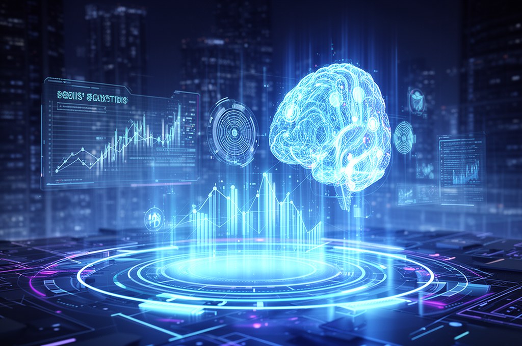 Futuristic concept of AI-driven business productivity