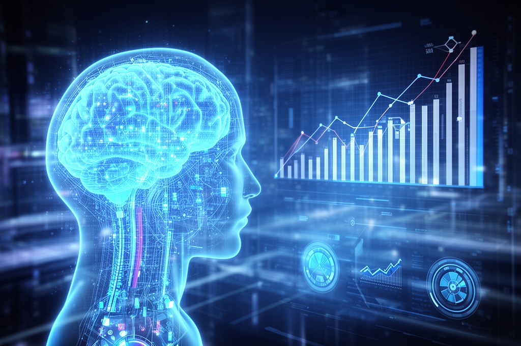 Futuristic concept of AI-driven business productivity