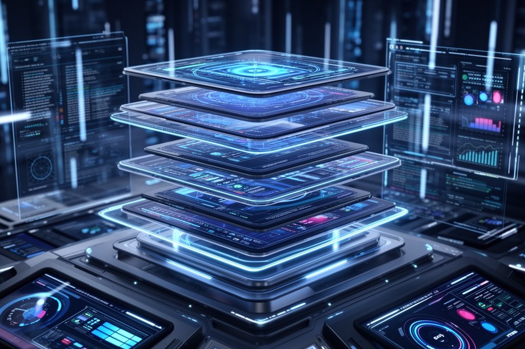 AI agent decision-making process with complex data charts