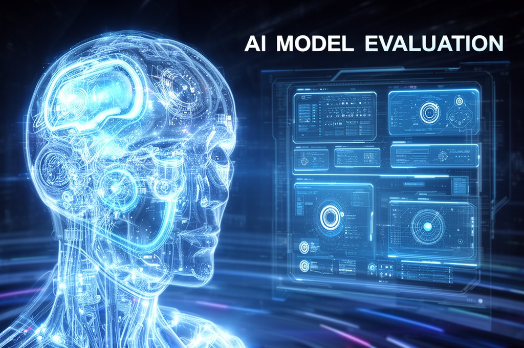 futuristic concept of AI model evaluation, futuristic concept