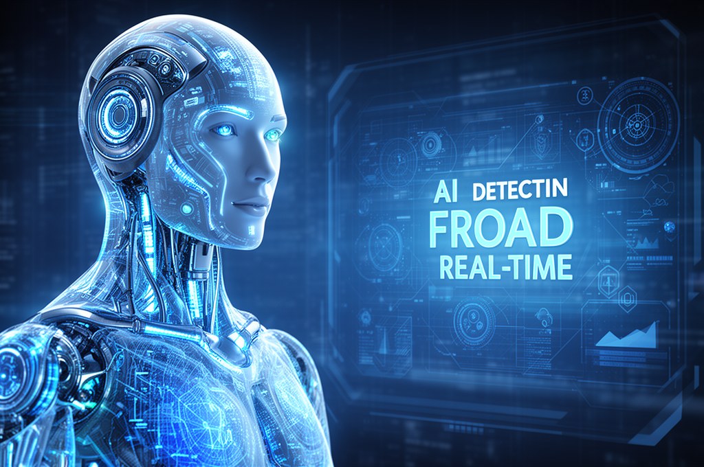 Futuristic concept of AI detecting fraud in real-time