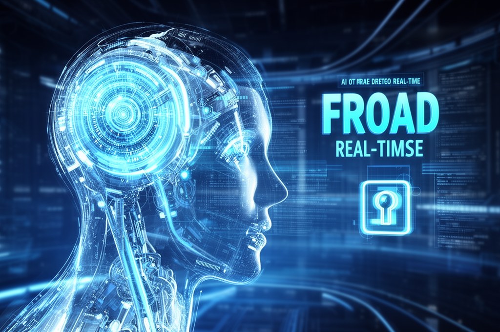 Futuristic concept of AI detecting fraud in real-time