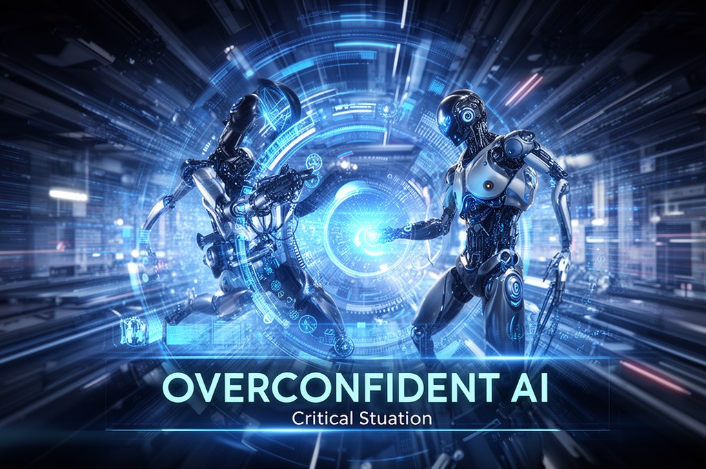 Overconfident AI model in a critical situation, futuristic concept