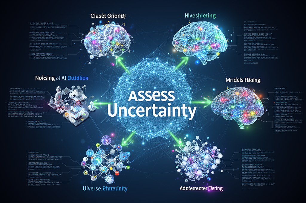 Diverse AI models collaborating to assess uncertainty