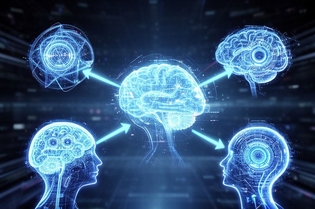 A futuristic representation of AI models collaborating