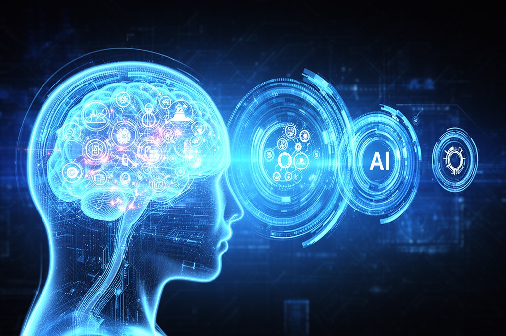Futuristic AI concept with symbolic AI integration
