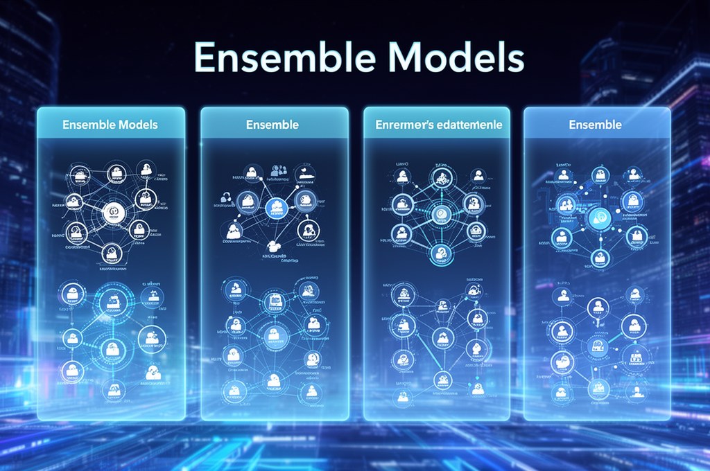 Chart comparing ensemble models in futuristic concept.