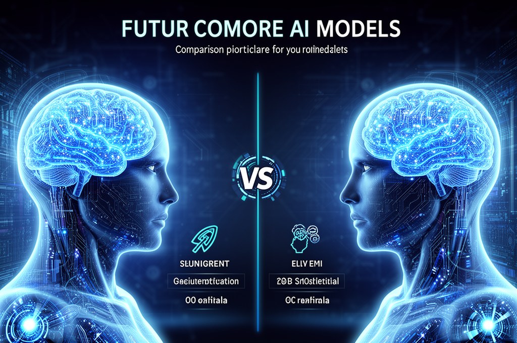 futuristic AI model comparison concept, tech style