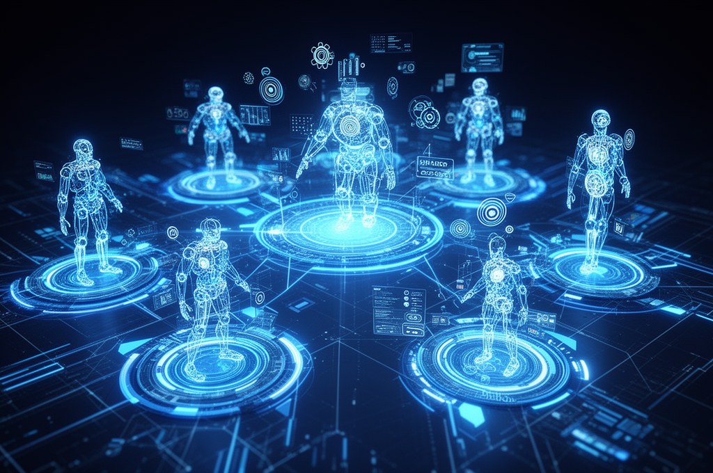 futuristic ensemble of AI models working together