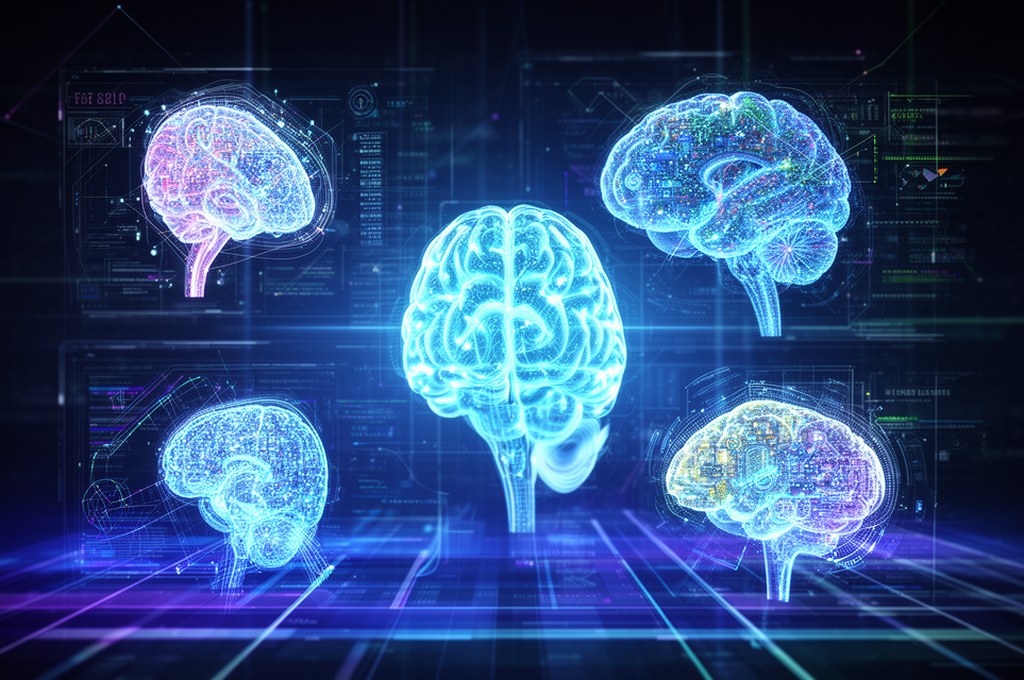 futuristic AI analysis concept with multiple models