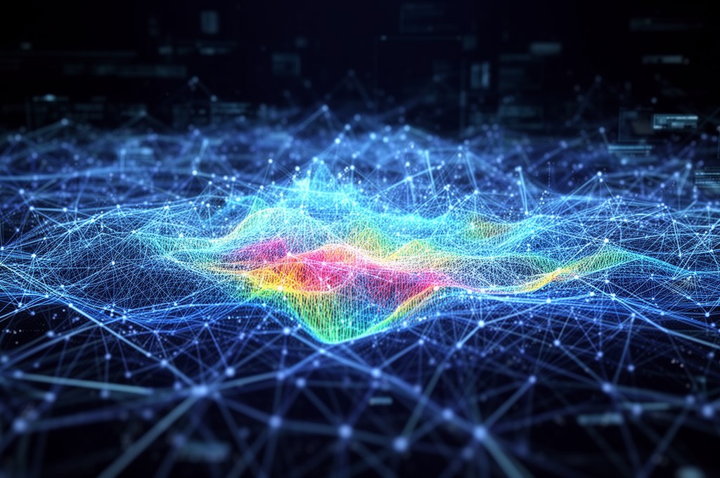 futuristic AI network visualizing uncertainty