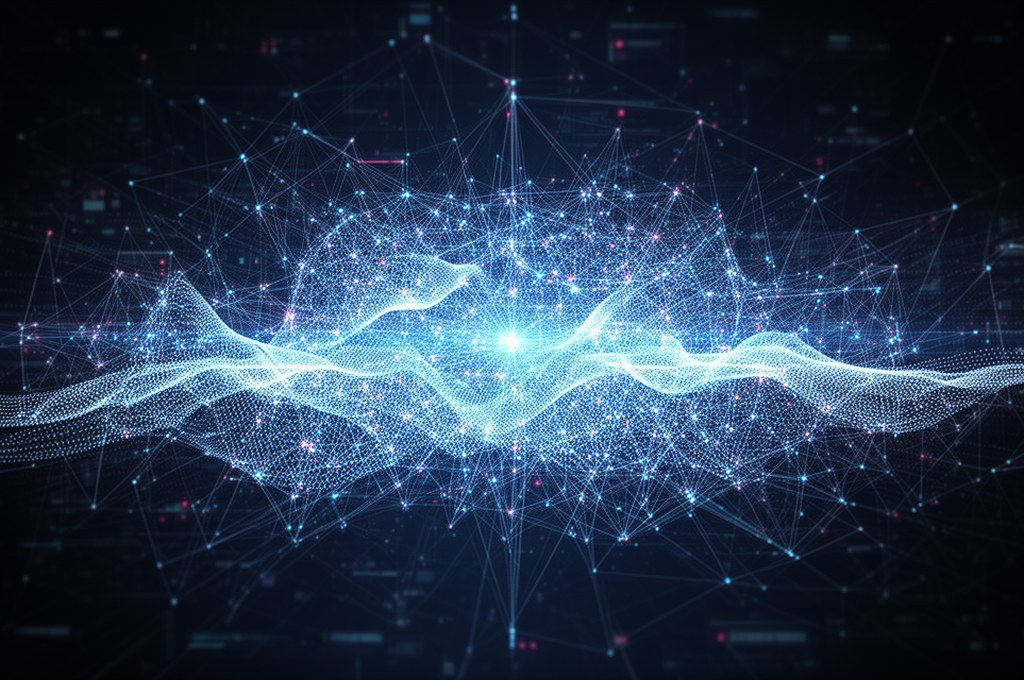 futuristic AI network visualizing uncertainty