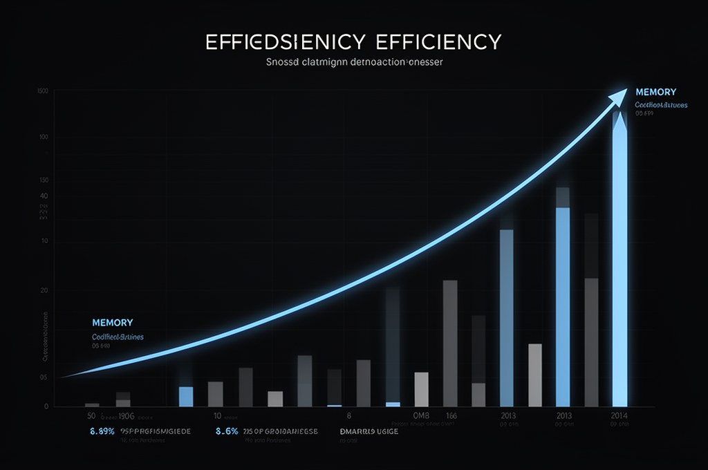 Professional chart graphic mixed with AI elements, showing a steep curve of efficiency rising while 