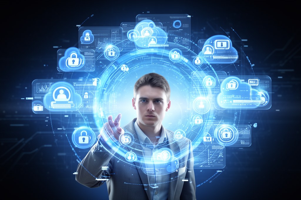 Concept of a digital echo chamber forming around a person