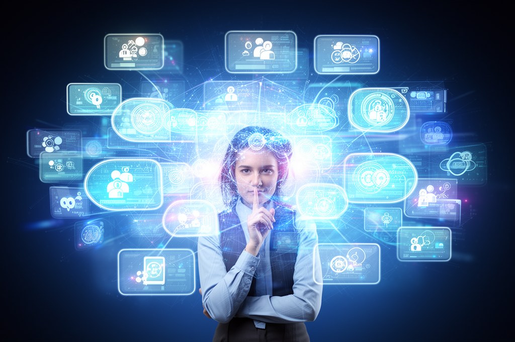 Concept of a digital echo chamber forming around a person