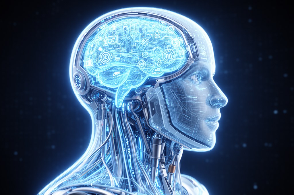 futuristic AI model reflecting user's beliefs